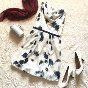 Flowy White and Navy LOFT Dress